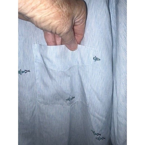 Quiksilver Edition Shirt Mens Size XXLT Comfort Fit Casual Blue Print fish EUC - Picture 4 of 9
